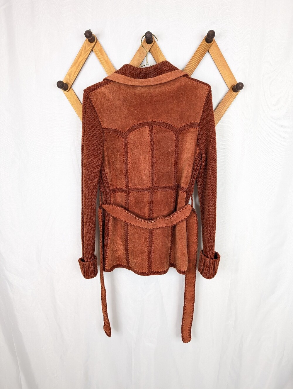 Exclusive Imports Vintage 1970s Leather Suede Knit Sweater Jacket - Size Medium - Picture 4 of 8